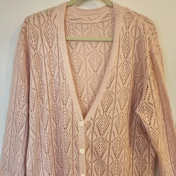 Longline Pink Cardigan Sweater - Picture 6 of 10